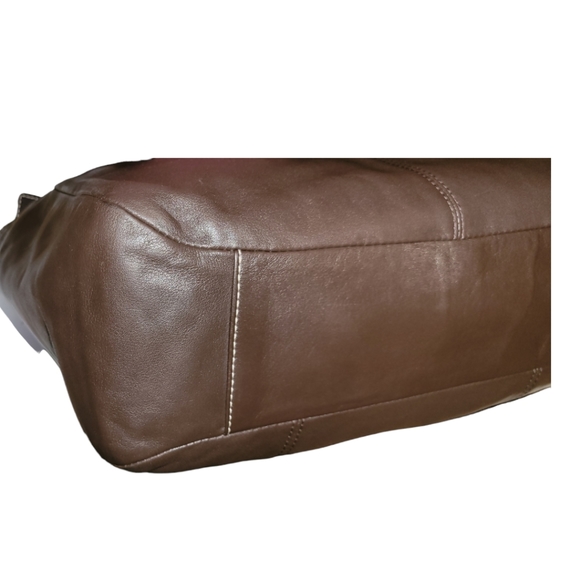 Coach Brown Leather pleated gallery shopper, hangtag, F15147, Double han… - Picture 6 of 12